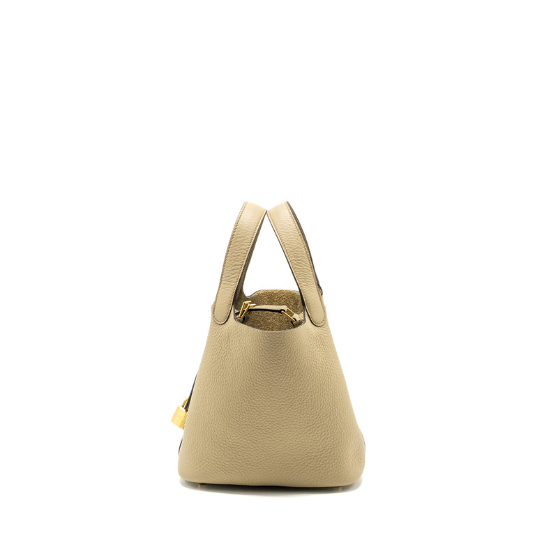 Hermes Picotin 18 Lock Bag Clemence 8Q Beige Marfa GHW Stamp W