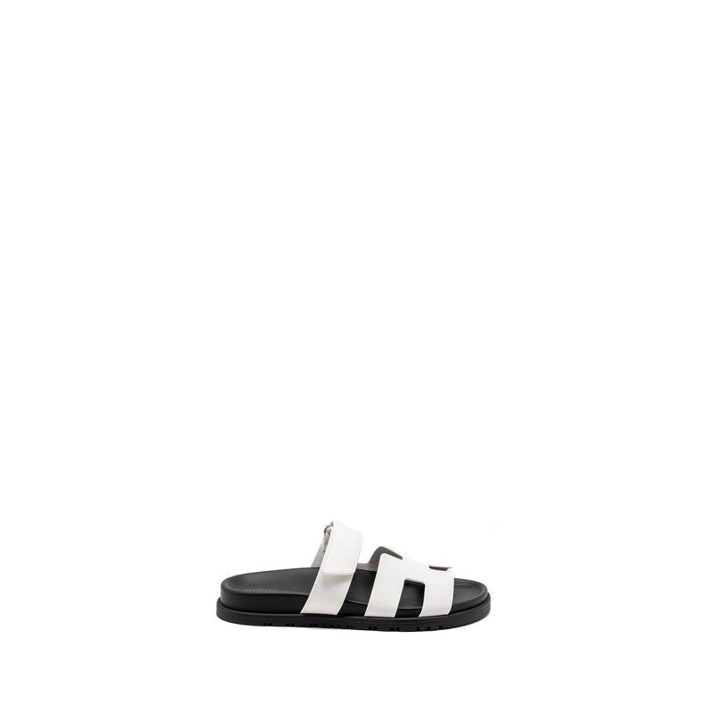 Hermes Size 37.5 Chypre Sandal Calfskin White SHW