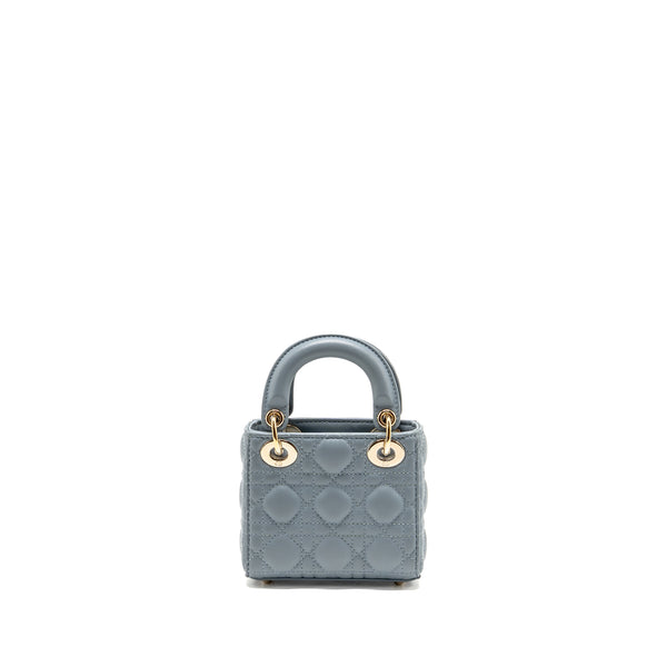 Dior Micro Lady Dior Cannage Lambskin Grey LGHW