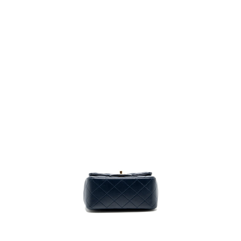 Chanel Classic Mini Square Flap Bag Lambskin Dark Blue LGHW