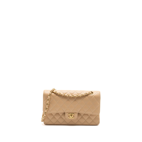 CHANEL MEDIUM CLASSIC DOUBLE FLAP BAG CAVIAR BEIGE GHW (microchip)