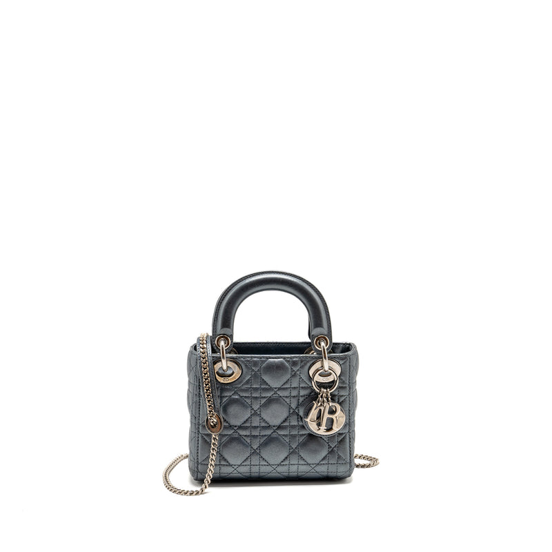 Dior Mini Lady Dior Lambskin Iridescent Grey SHW