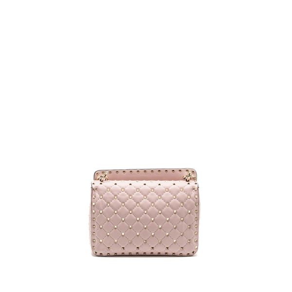 Valentino Garavani Rockstud Spike Shoulder Bag Leather Pink LGHW