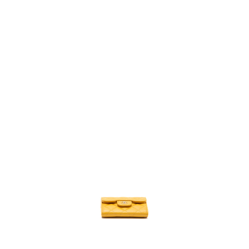 Chanel Classic Flap Card Holder Caviar Yellow LGHW (mircochip)
