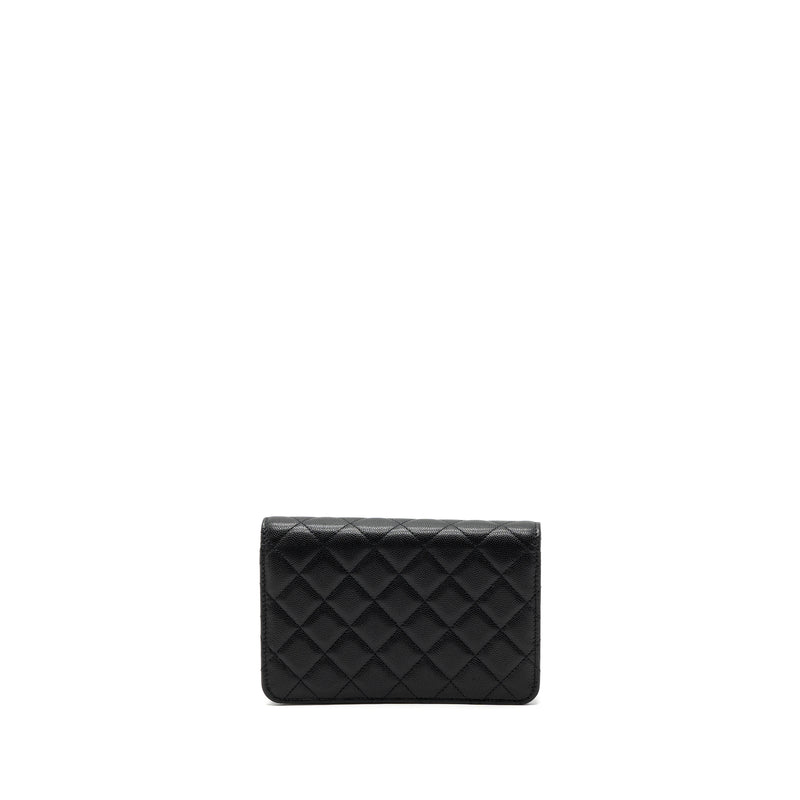 Chanel Detailed Logo Wallet On Chain Caviar Black LGHW (microchip)