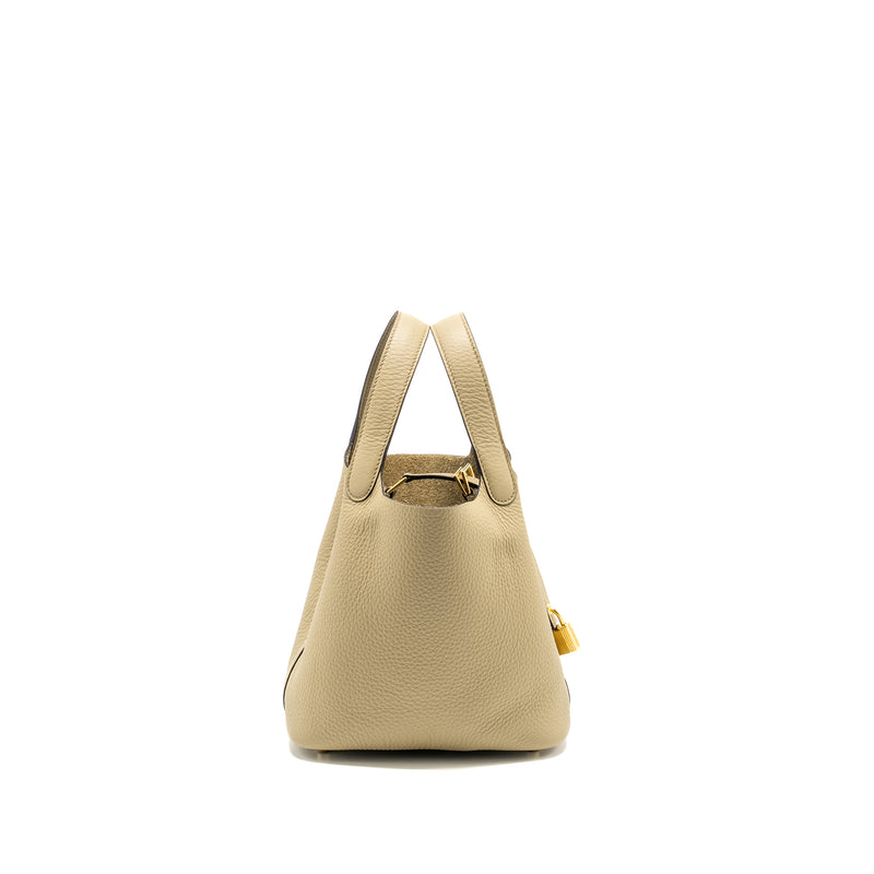 Hermes Picotin 18 Lock Bag Clemence 8Q Beige Marfa GHW Stamp W