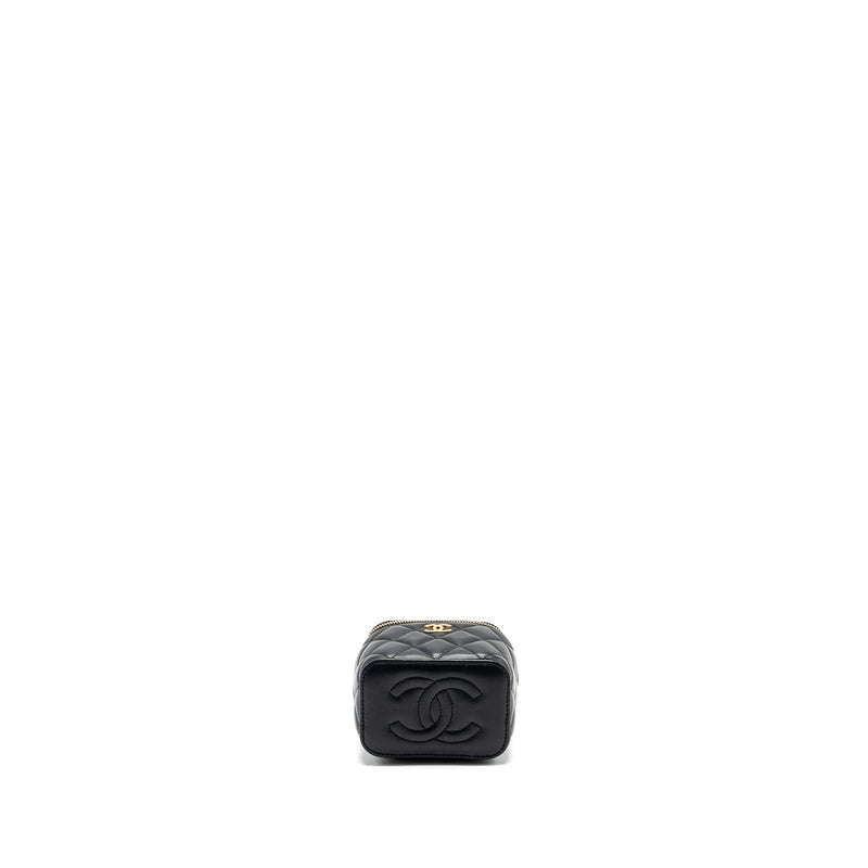 Chanel Top Handle Mini Vanity Case with Chain Lambskin Black GHW (Microchip)