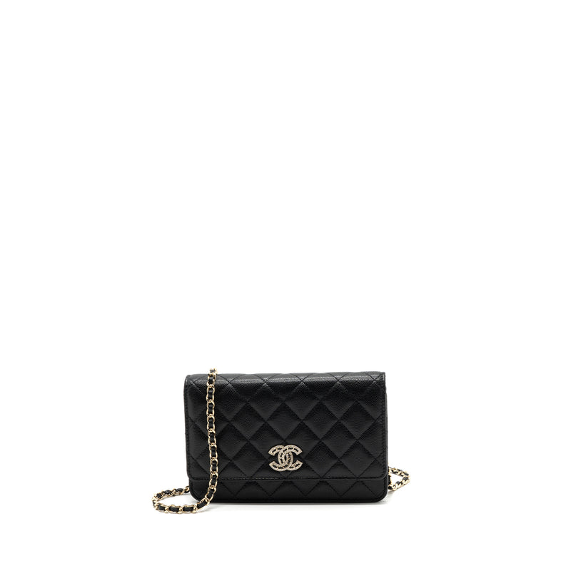 Chanel Detailed Logo Wallet On Chain Caviar Black LGHW (microchip)