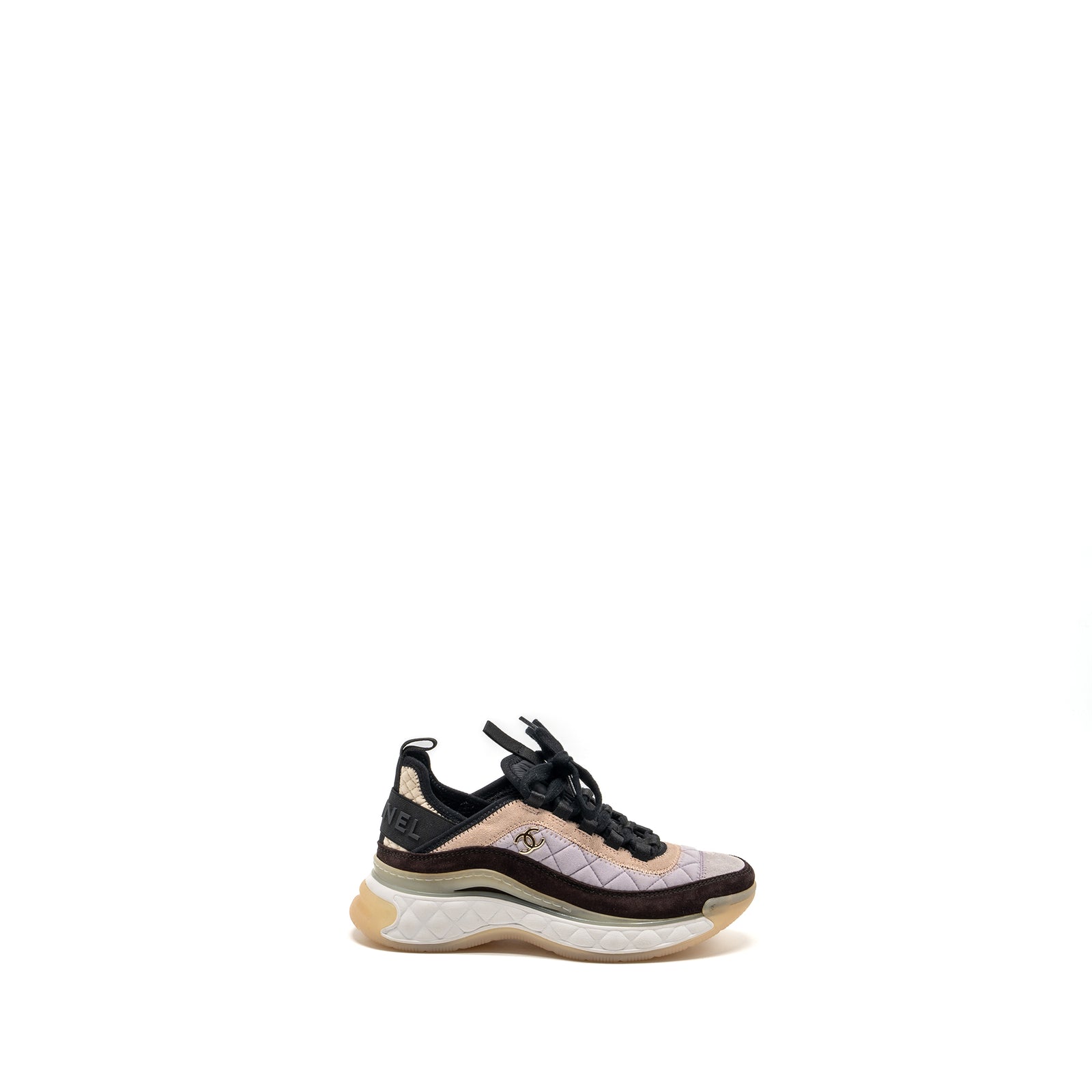 Chanel size 35 21K sneakers fabric/suede calfskin light purple/ beige/