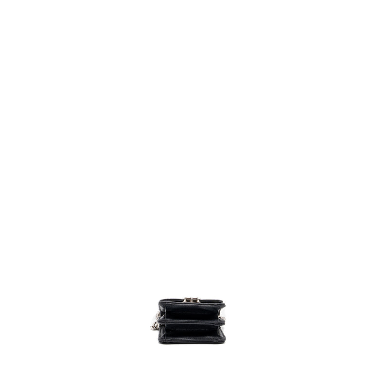 CHANEL MINI FLAP BAG WITH Coco Enamel CHAIN CAVIAR BLACK SHW