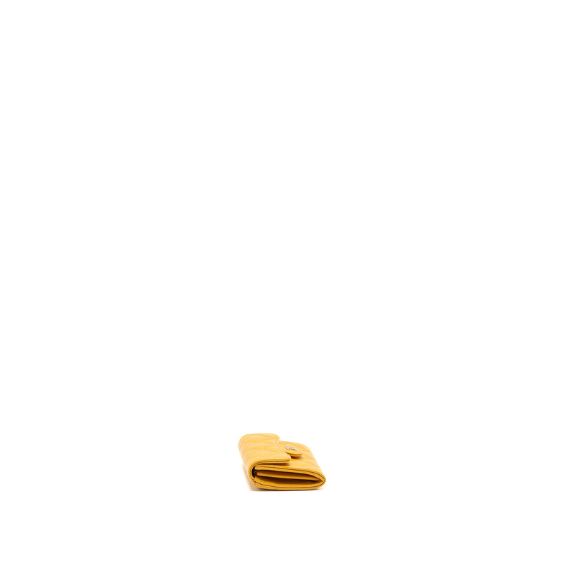 Chanel Classic Flap Card Holder Caviar Yellow LGHW (mircochip)