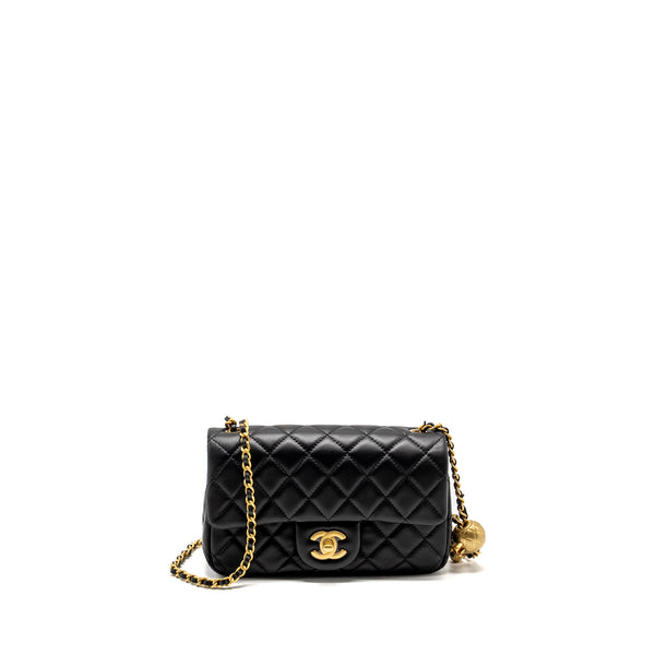 Chanel Pearl Crush mini Rectangular flap bag lambskin black GHW (microchip)