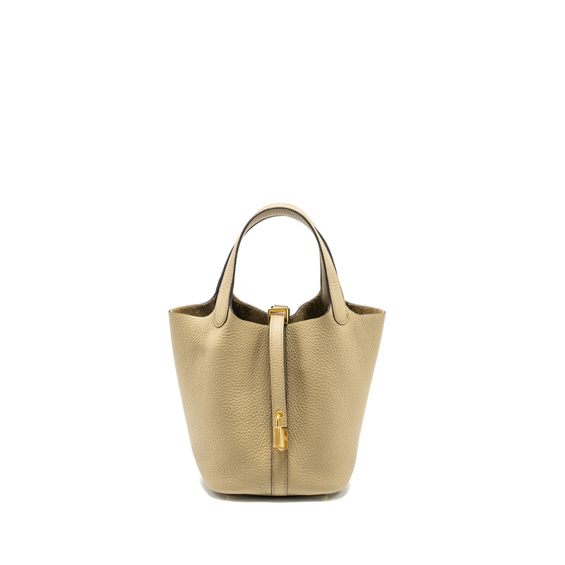 Hermes Picotin 18 Lock Bag Clemence 8Q Beige Marfa GHW Stamp W