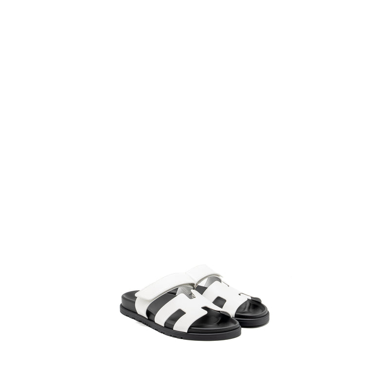 Hermes Size 37.5 Chypre Sandal Calfskin White SHW