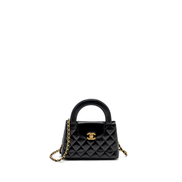 CHANEL Mini Kelly Shopping tote bag Calfskin Black GHW (Microchip)