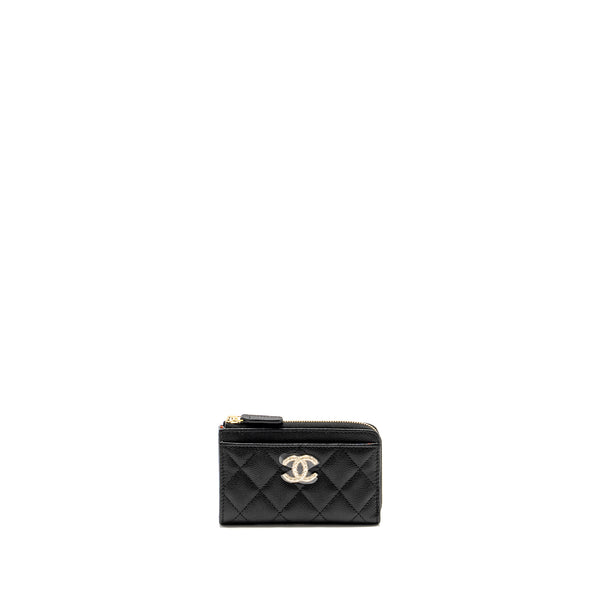 Chanel Zipped Card Holder Limited Edition Caviar Black LGHW (Microchip)