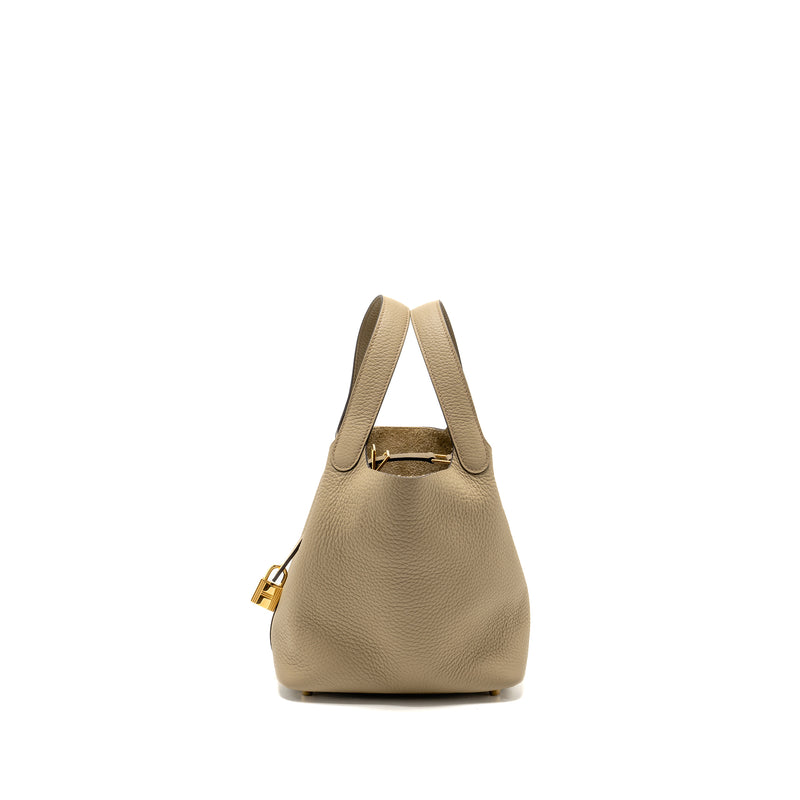 Hermes Picotin 18 Lock Bag Clemence Beige Marfa GHW Stamp W