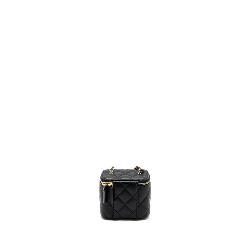 Chanel Pearl Crush Mini Vanity Case Lambskin Black LGHW(microchip)