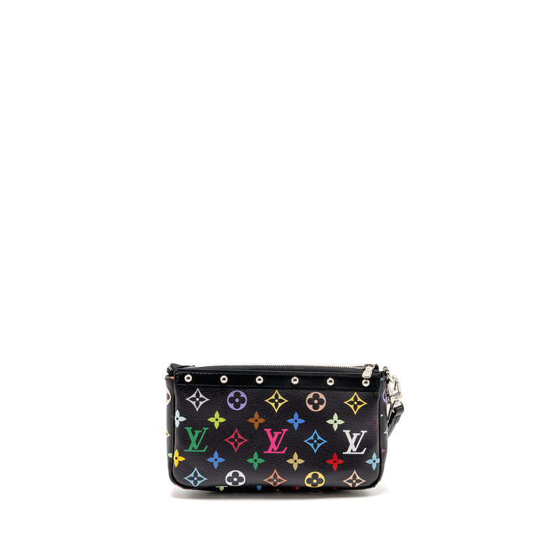 Louis Vuitton X Takashi Murakami Pochette Accessories Multicolour Monogram Canvas Black SHW