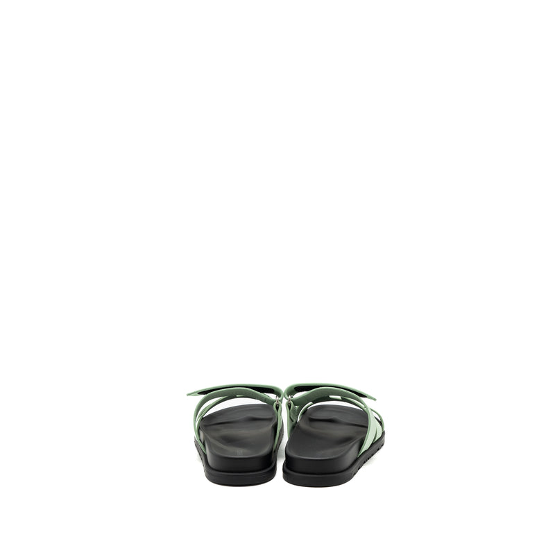 Hermes Size 37.5 Chypre Sandals Epsom Vert Jade