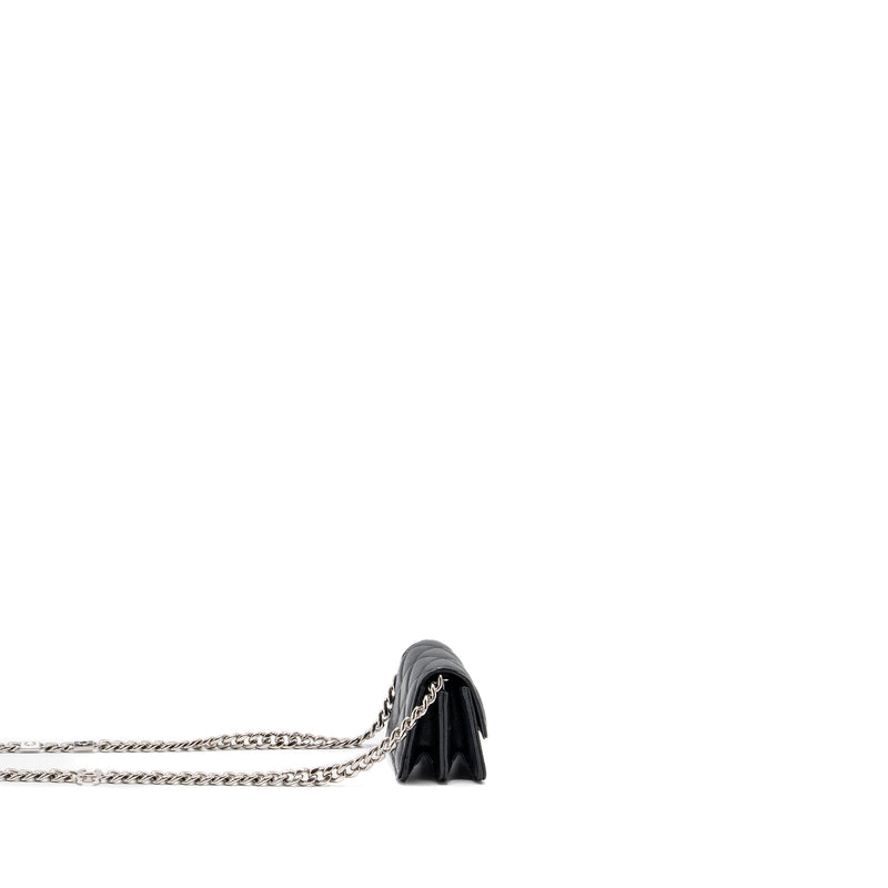 CHANEL MINI FLAP BAG WITH Coco Enamel CHAIN CAVIAR BLACK SHW