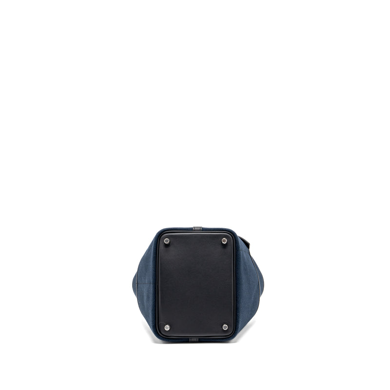 Hermes picotin cargo 18 lock bag canvas/ swift leather blue marine / black SHW stamp Z