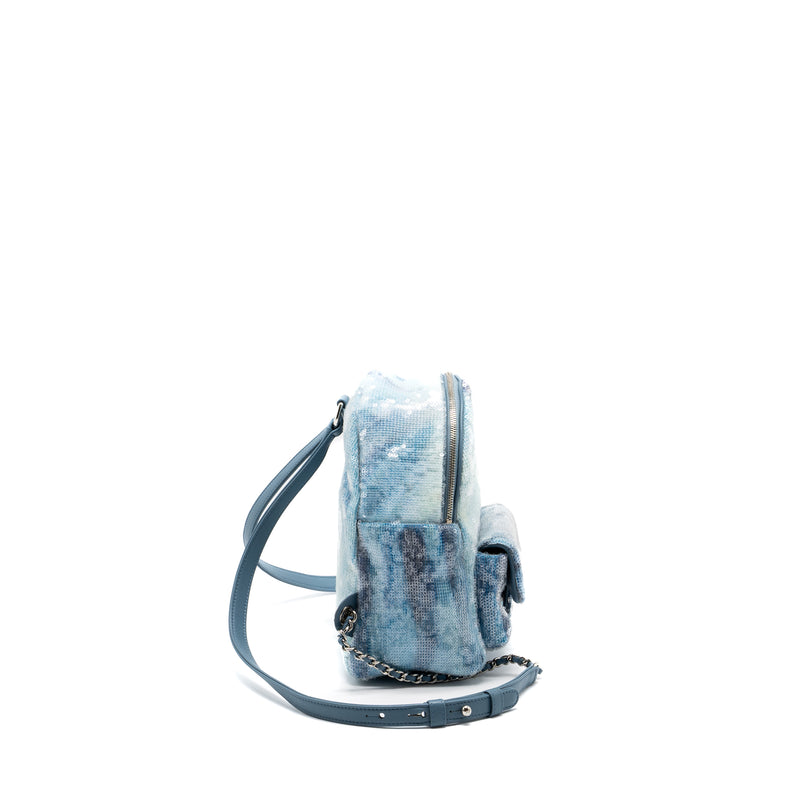 Chanel Mini Backpack Sequins Multicolour Blue SHW
