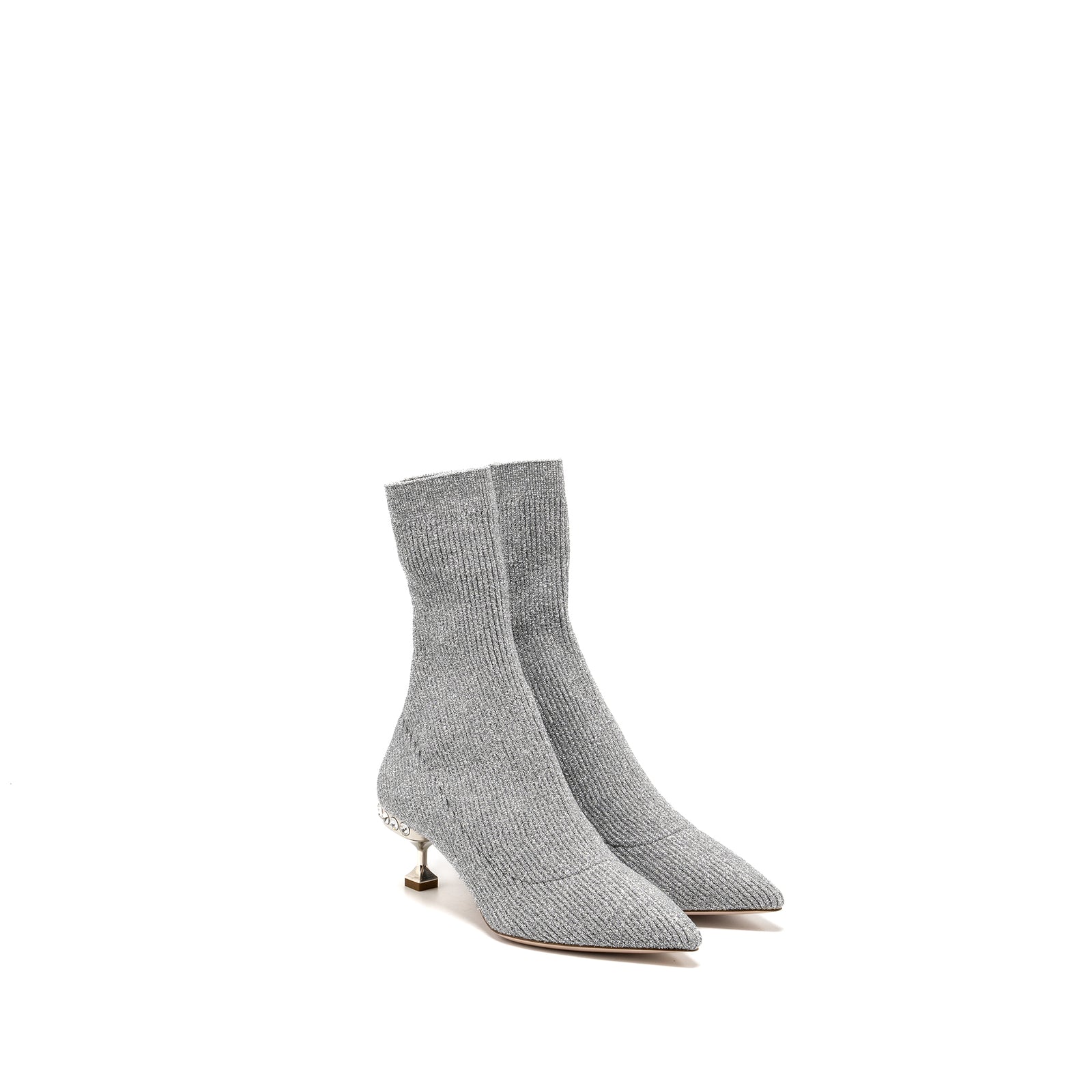 Miu Miu Size Glitter Sock Boots Silver - Main Image