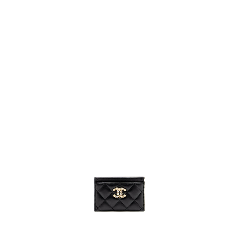 Chanel Detail CC Logo Card Holder Lambskin Black LGHW (microchip)