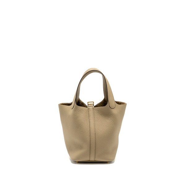 Hermes Picotin 18 Lock Bag Clemence Beige Marfa GHW Stamp W
