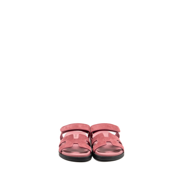 Hermes Size 38.5 Chypre Sandals Chevre Velours Rose Aphrodite