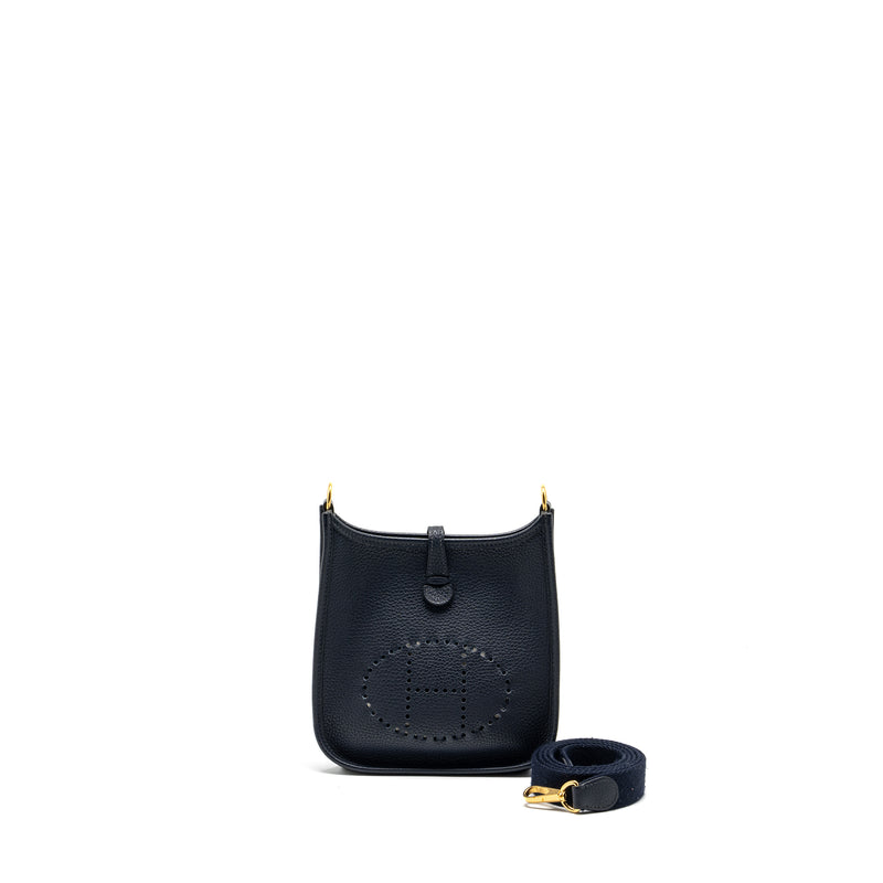 Hermes mini evelyn clemence blue nuit GHW stamp Y