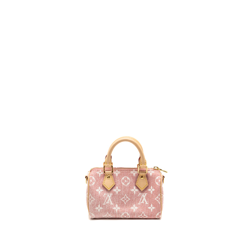 Louis Vuitton Nano Speedy Monogram Denim Pink GHW