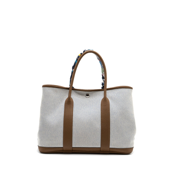 Hermes Garden Party 36 Negonda/Canvas Ecru/Alezan/Blue Bill SHW Stamp Z