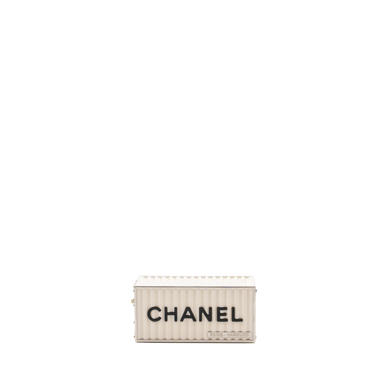 Chanel Paris-Hamburg runway container clutch bag white / black / red SHW