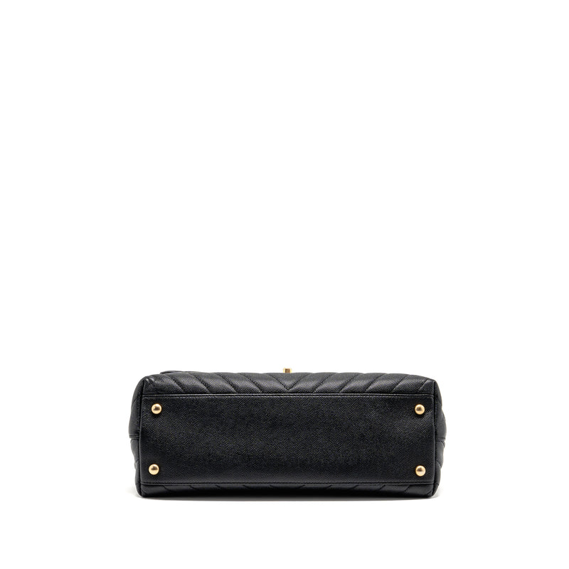 Chanel Medium Chevron Coco handle caviar black GHW