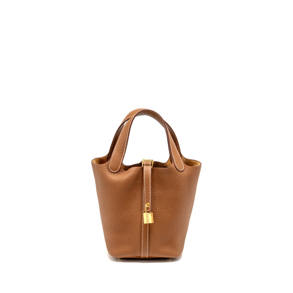 Hermes Picotin 18 Lock bag clemence gold GHW stamp U