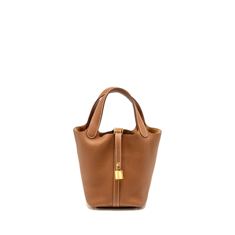 Hermes Picotin 18 Lock bag clemence gold GHW stamp U
