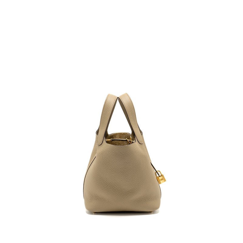 Hermes Picotin 18 Lock Bag Clemence Beige Marfa GHW Stamp W