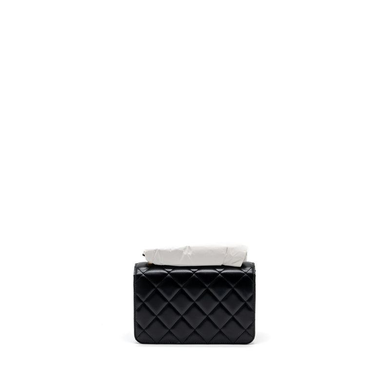 Chanel 24C gold crush mini flap bag calfskin black GHW (microchip)