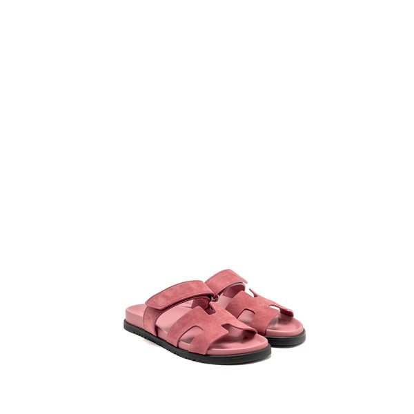 Hermes Size 38.5 Chypre Sandals Chevre Velours Rose Aphrodite