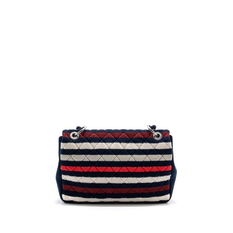 Chanel quilted flap bag fabric multicolour blue / red / white SHW