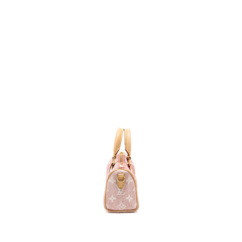 Louis Vuitton Nano Speedy Monogram Denim Pink GHW