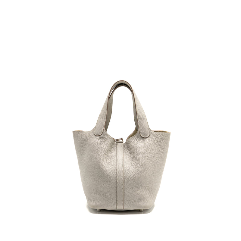 Hermes Picotin 18 Lock bag clemence gris perle SHW stamp U