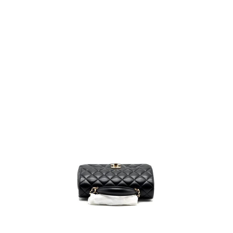 Chanel top handle mini Rectangular flap bag lambskin black LGHW (Microchip )