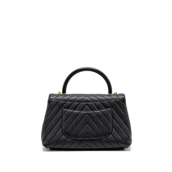 Chanel Medium Chevron Coco handle caviar black GHW