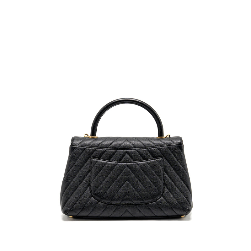 Chanel Medium Chevron Coco handle caviar black GHW