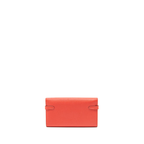 Hermes Kelly Long Wallet Epsom Rouge Tomate GHW Stamp X