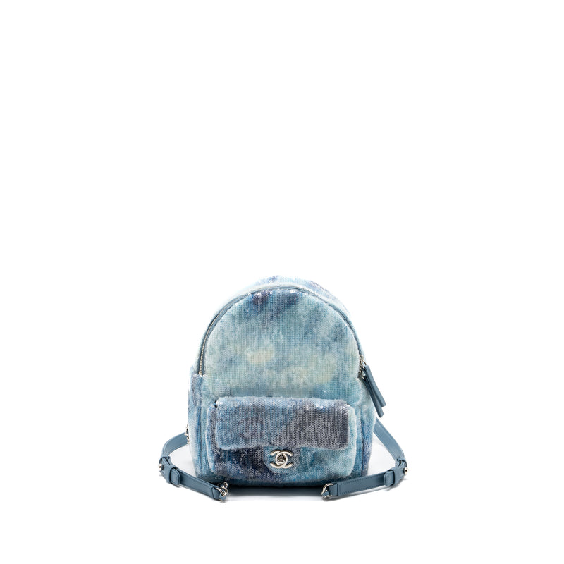 Chanel Mini Backpack Sequins Multicolour Blue SHW
