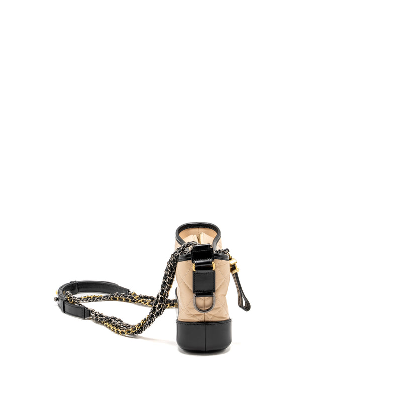 Chanel Small Gabrielle Hobo Bag Aged Calfskin Beige/Black Multicolour Hardware